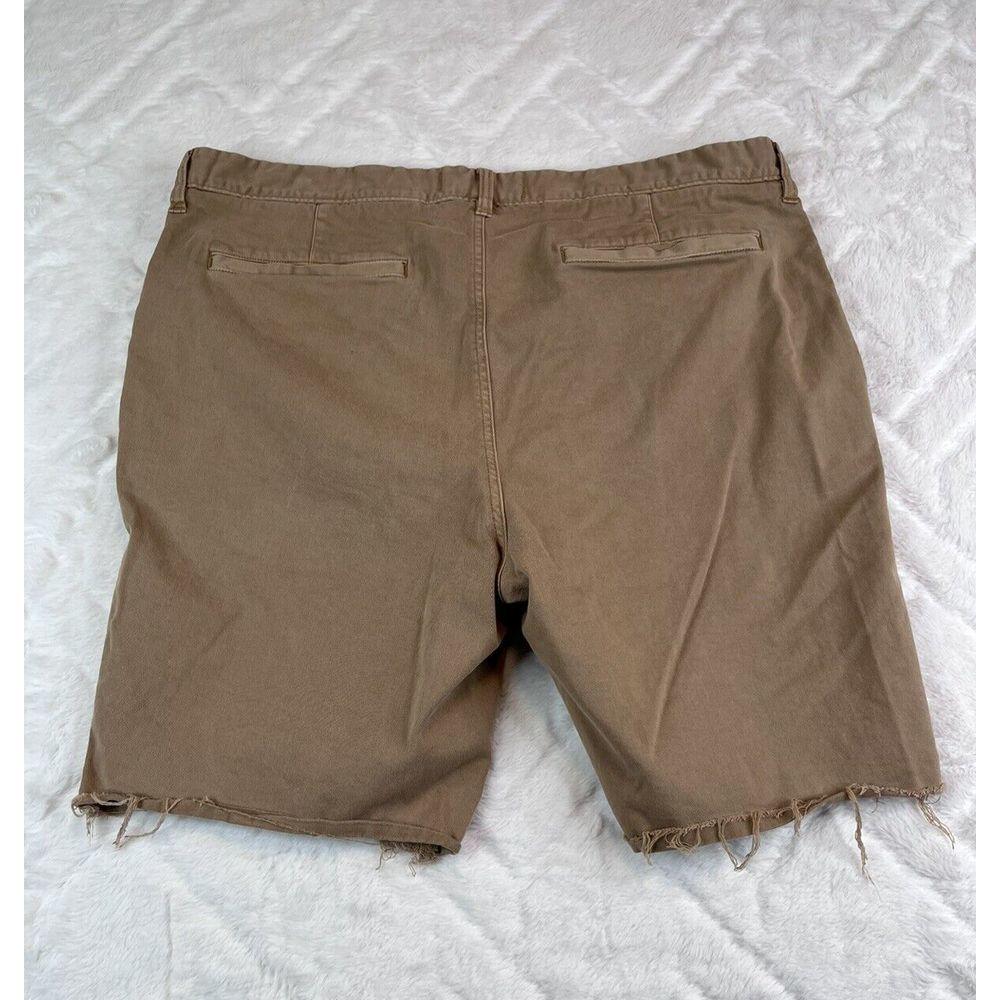 Madewell 9” Chino Shorts Men's Brown Khaki Raw Hem Flat Front Stretch - Sz 36 - Picture 2 of 8